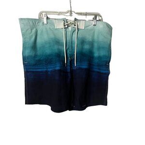 American Eagle Swim Trunks Turquoise and Blue Ombre Mens Size XL